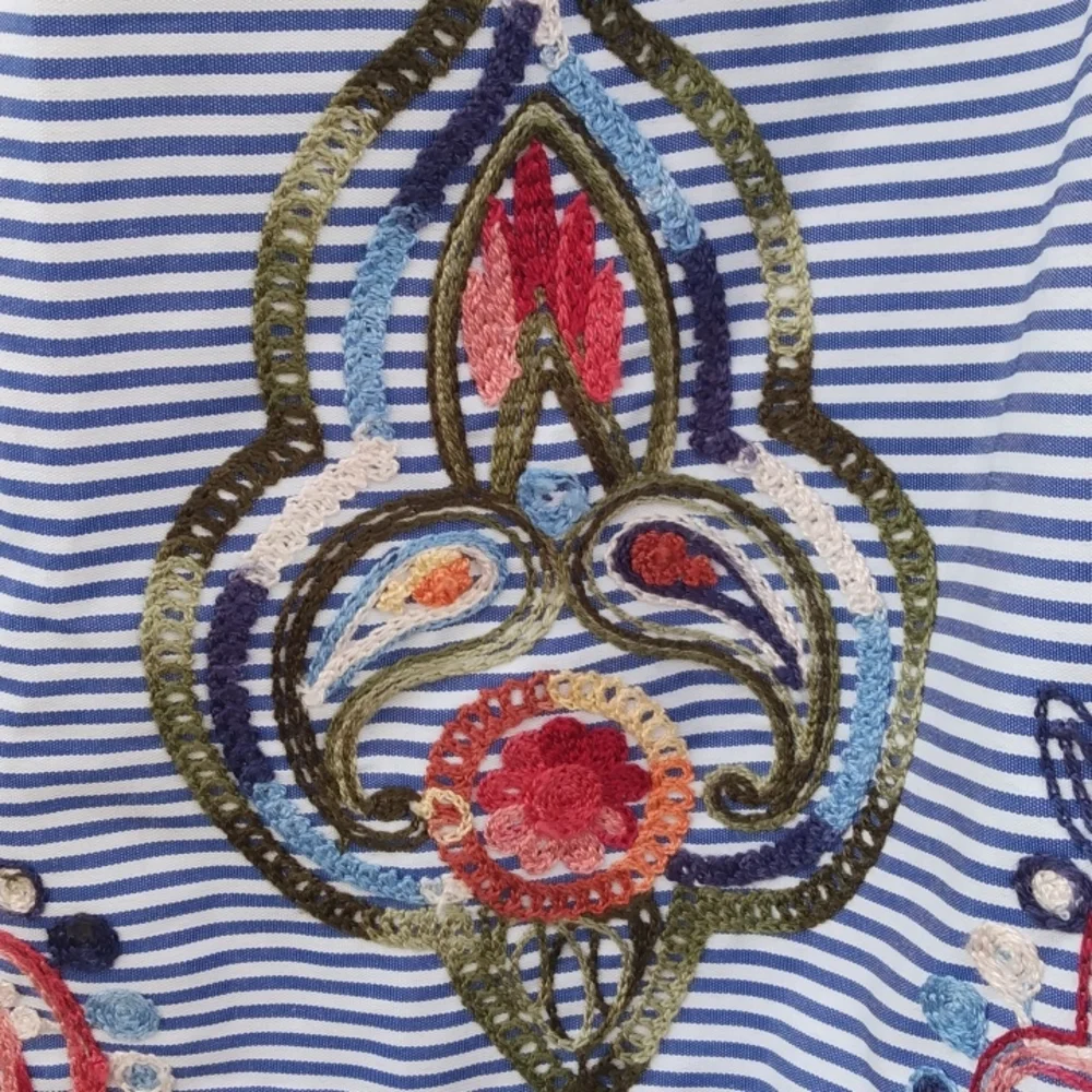 Striped and Embroidered Skirt